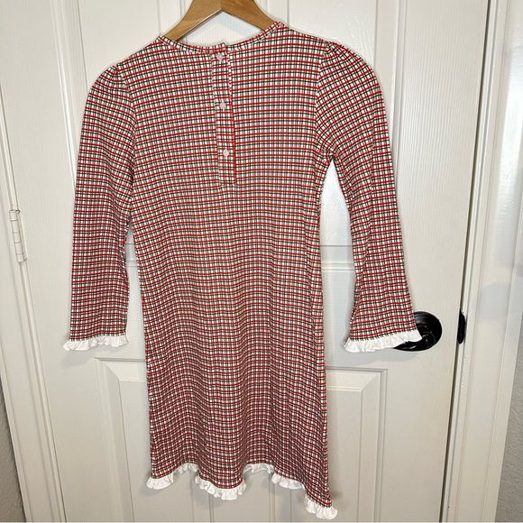 Lila & Hayes Emersyn Red Green White Holiday Plaid Lace Trim Dress Sz 8 Cottage - Picture 4 of 10